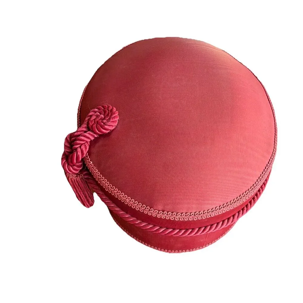 Princess Marcella Borghese Red Black Vintage Hat Box with Decorative Tassel